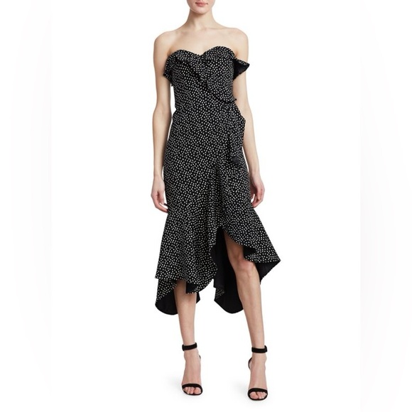 jonathan simkhai speckle print asymmetric ruffle dress JONATHAN SIMKHAI Speckle Asymmetric Mermaid Dress